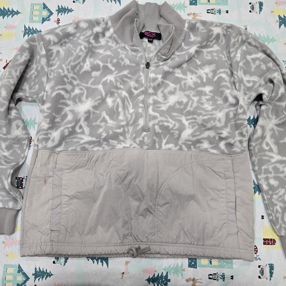 Gray and Cream Quarter-Zip Pullover